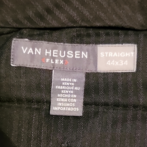 VAN HEUSEN Premium Non Iron Straight Fit black Pants Flex Waist size 44x34 NWT - Picture 5 of 7